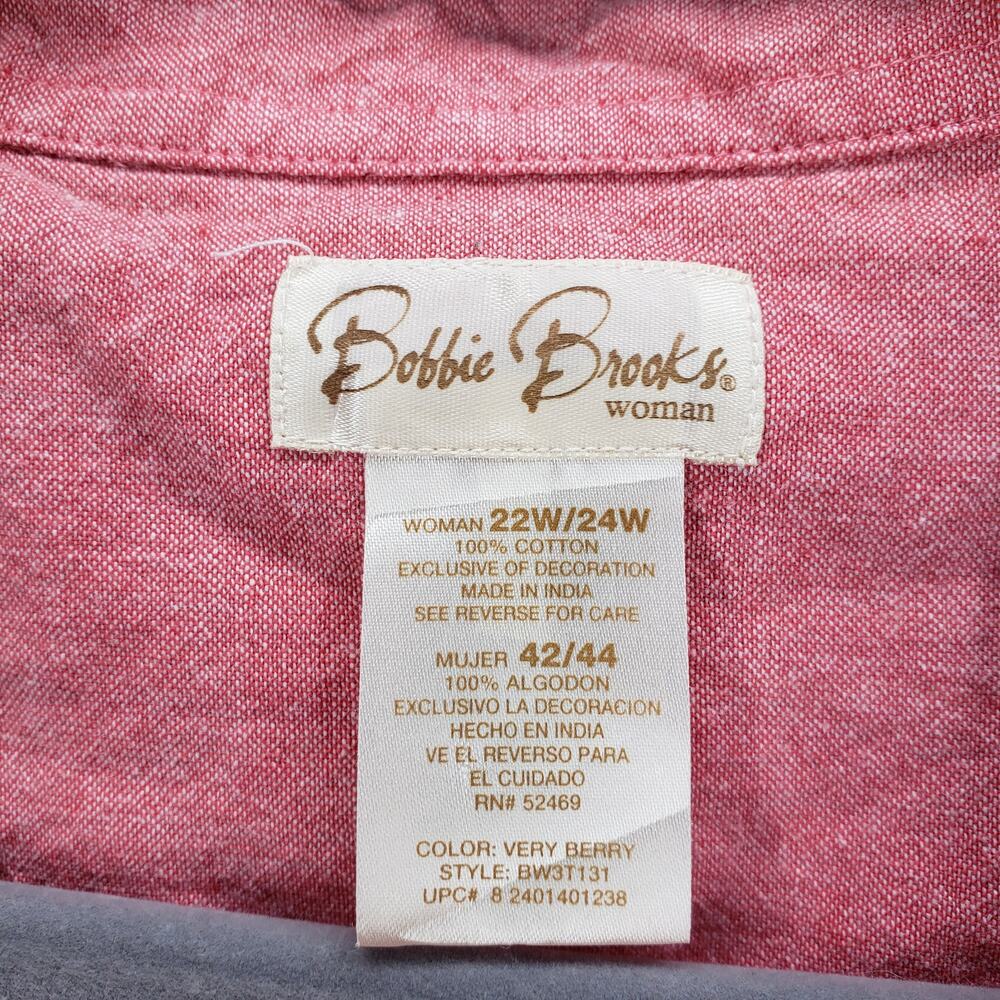 Bobbie Brooks Woman Pink Beige 100%Cotton Embroidered Top Size 22/24W - Picture 7 of 13